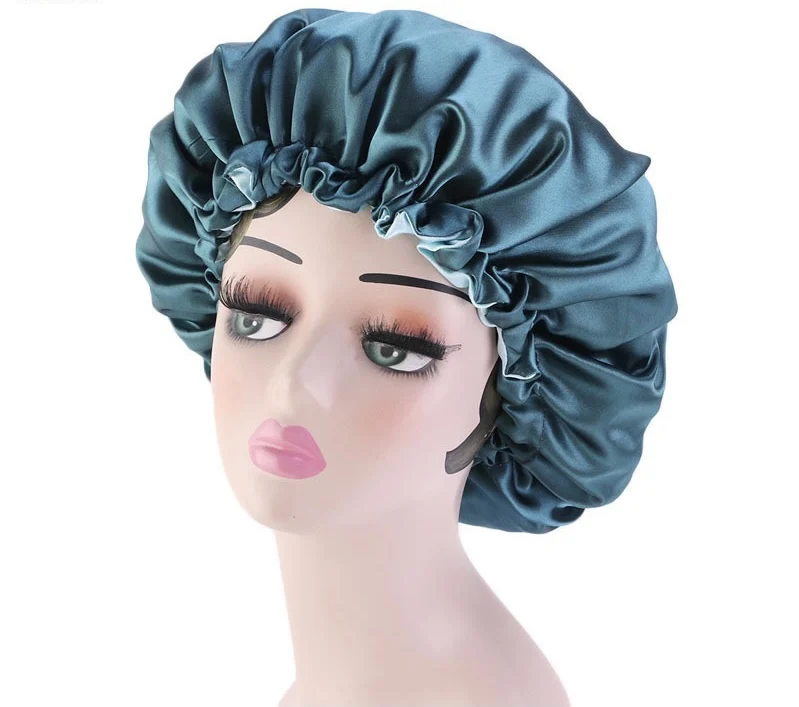 

Fashion Custom Adjustable 36cm Women Waterproof Double-Layer Satin Shower Cap, Picture