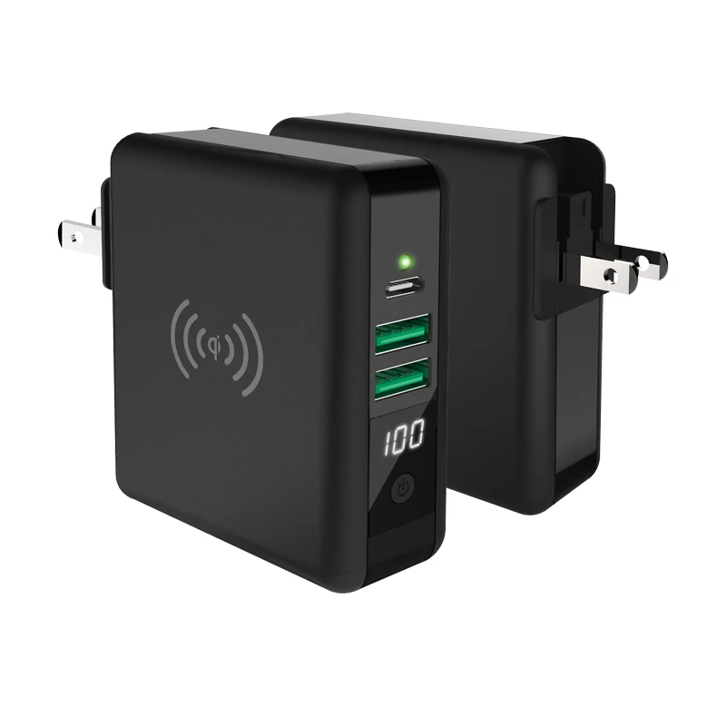 Alibaba 2020 Hot Sellers Super Fast Wall Charging QI Wireless Power Bank 18650 Battery 8000mAh USB Charger