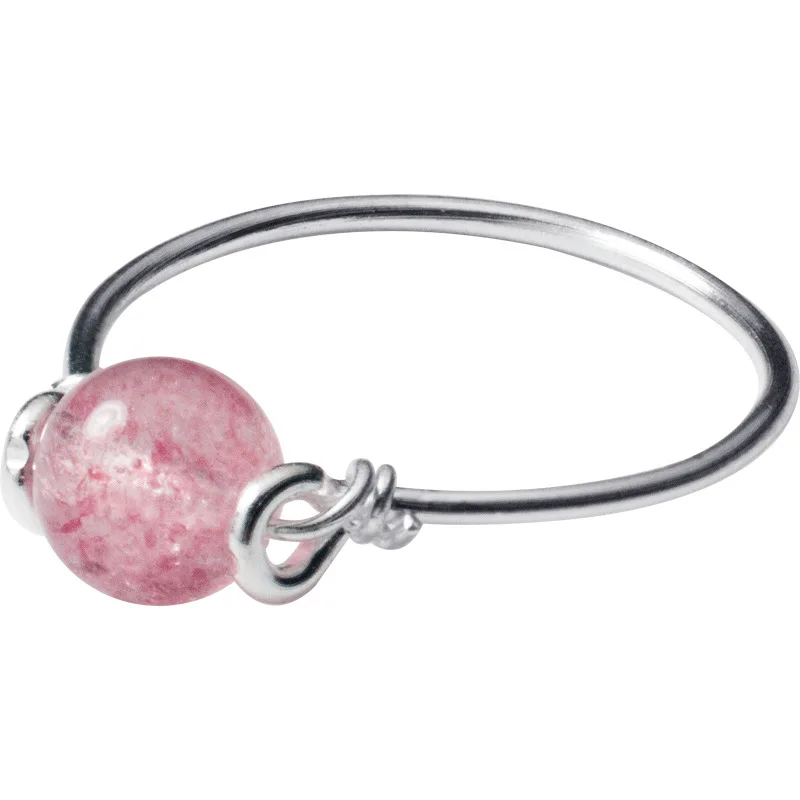 

Fashion Pink Gemstone 925 Sterling Silver Bead Finger Ring Best Birthday Gift for Girls, White gold