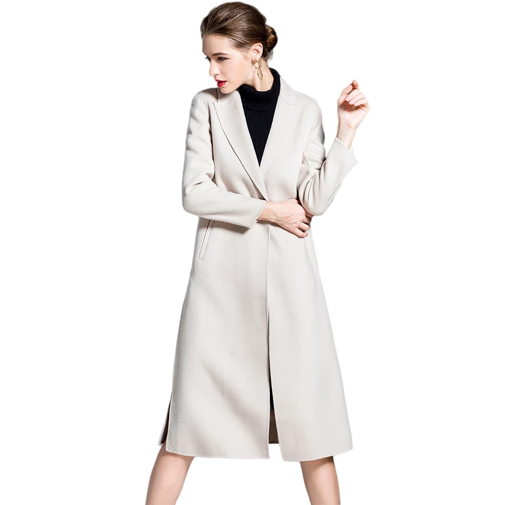 

Classic Casual Office Fashion Women Overcoat Pure Color Elegant Turn Down Collar Suit Women's Coat Long Trench Coat