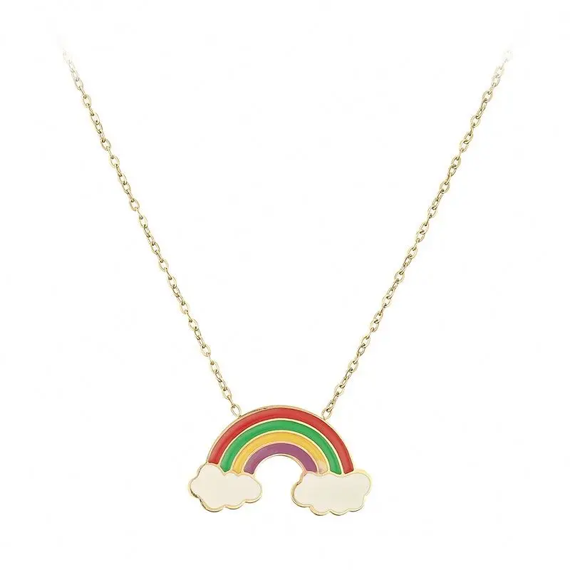 

Gold Plated Fashion Female Design Rainbow Cloud Necklace For Birthday Gift