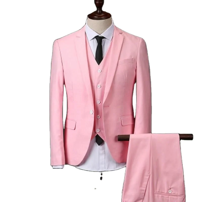 

Men Slim Fit Pink Suit Wedding Groom Custom Suits Mens Prom Suits With Pants Party Dinner Tuxedos - Beige