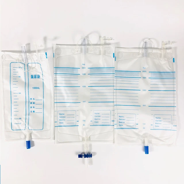 Adult urine drainage disposable medical Urine collection bags 1000ml 2000ml PVC with cross valve