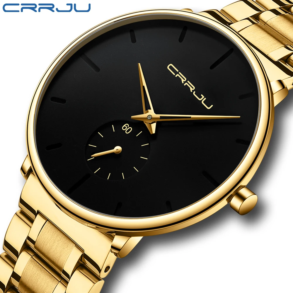 

Hot Crrju 2150 Top Brand Luxury Watches Men Stainless Steel Watches Men Classic Quartz Men's Wrist Watch Relogio Masculino