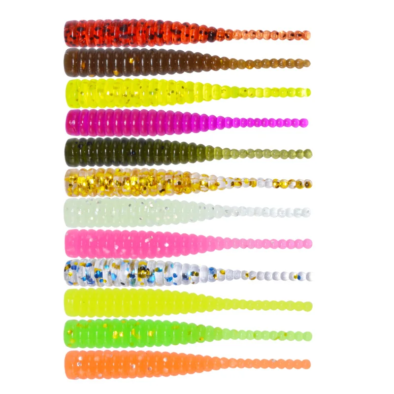 

Hot sale silicone root fishing soft bait 38mm 0.6g 15pcs Part of the luminous, 14 colors