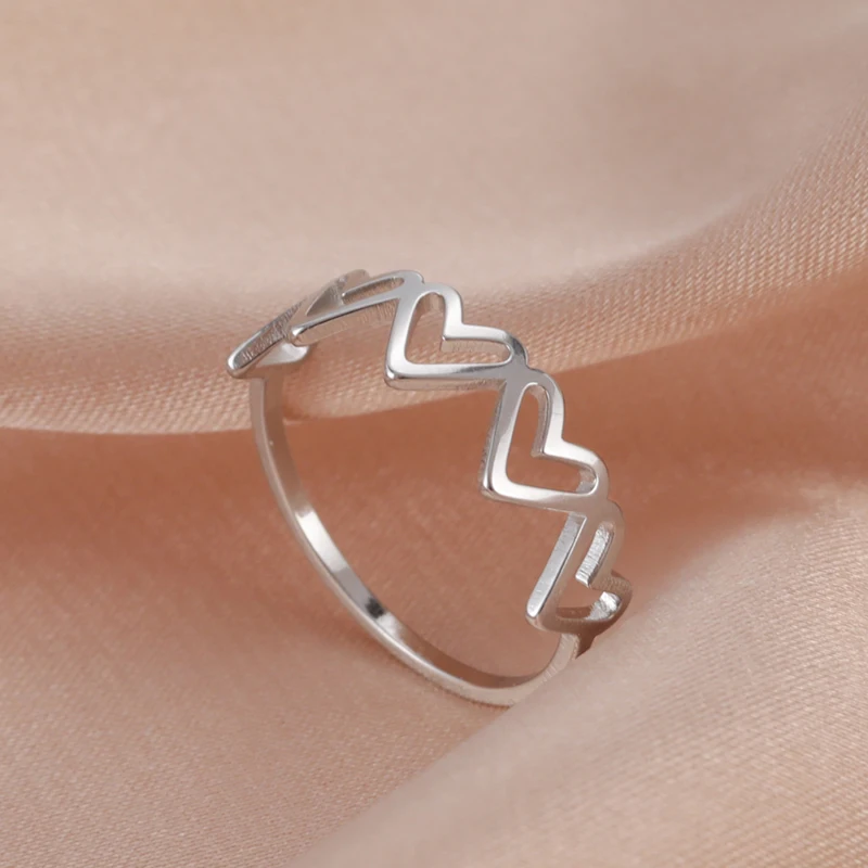 

Stainless Steel Minimalist Heart Rings For Girls Fashion Women Stainless Steel Cute Finger Rings Jewelry Anniversary Gifts, Steel color