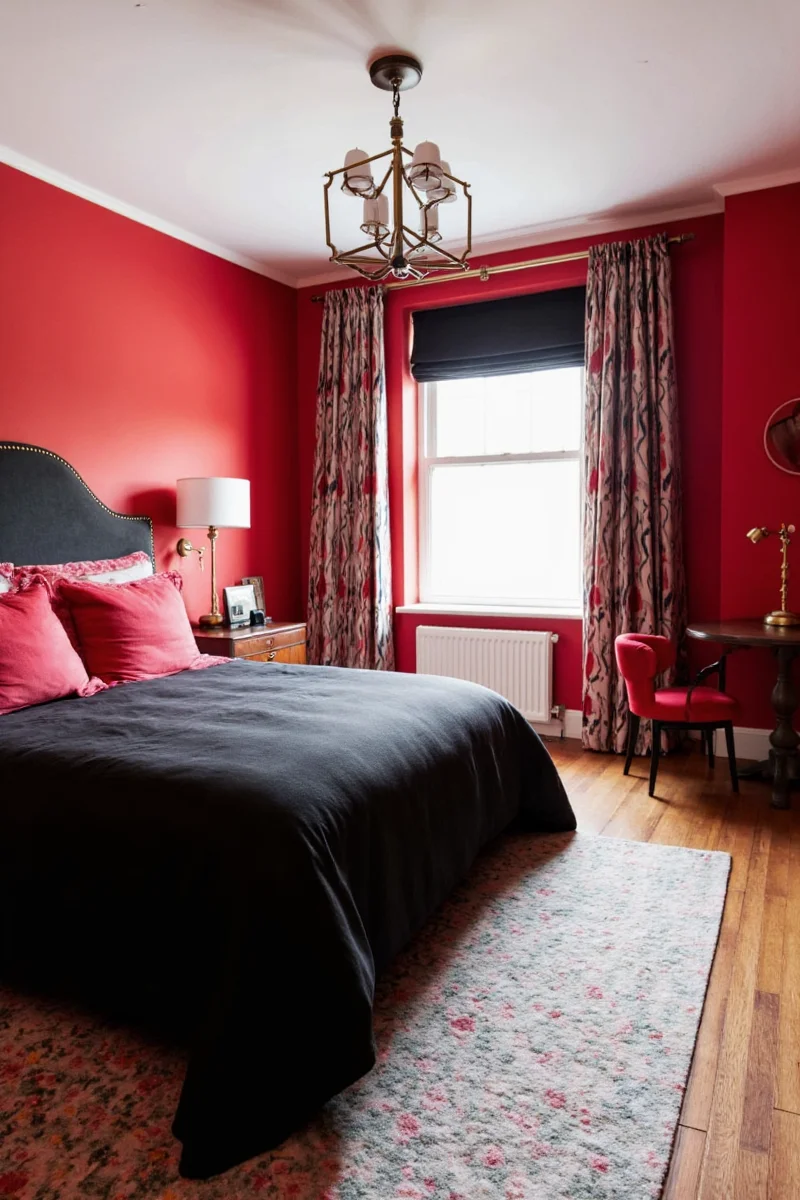 Red and black bedroom accessories