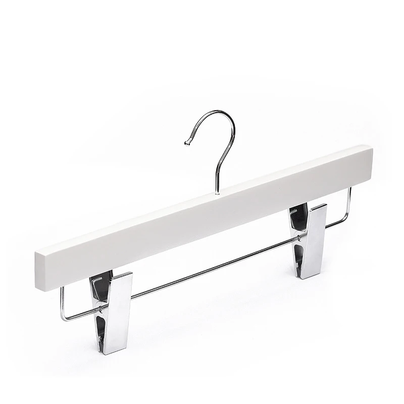 

With clips white matt lacquered wooden pants hangers
