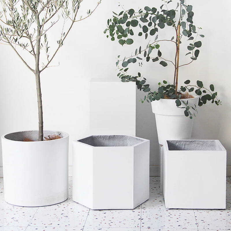 

European Style Indoor Outdoor White Concrete Planter Garden Decoration  Plant Pots Wholesale