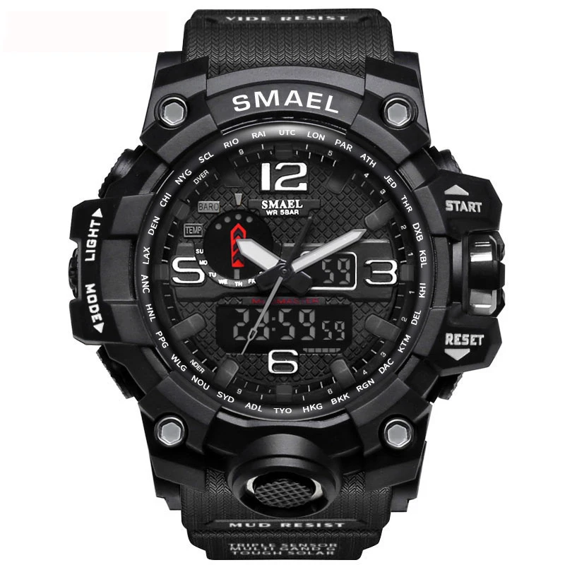 

1545 Hot Sell Military Luminous Analog Double Display Sport Relojes Hombre Men Watches, 10 colors choice