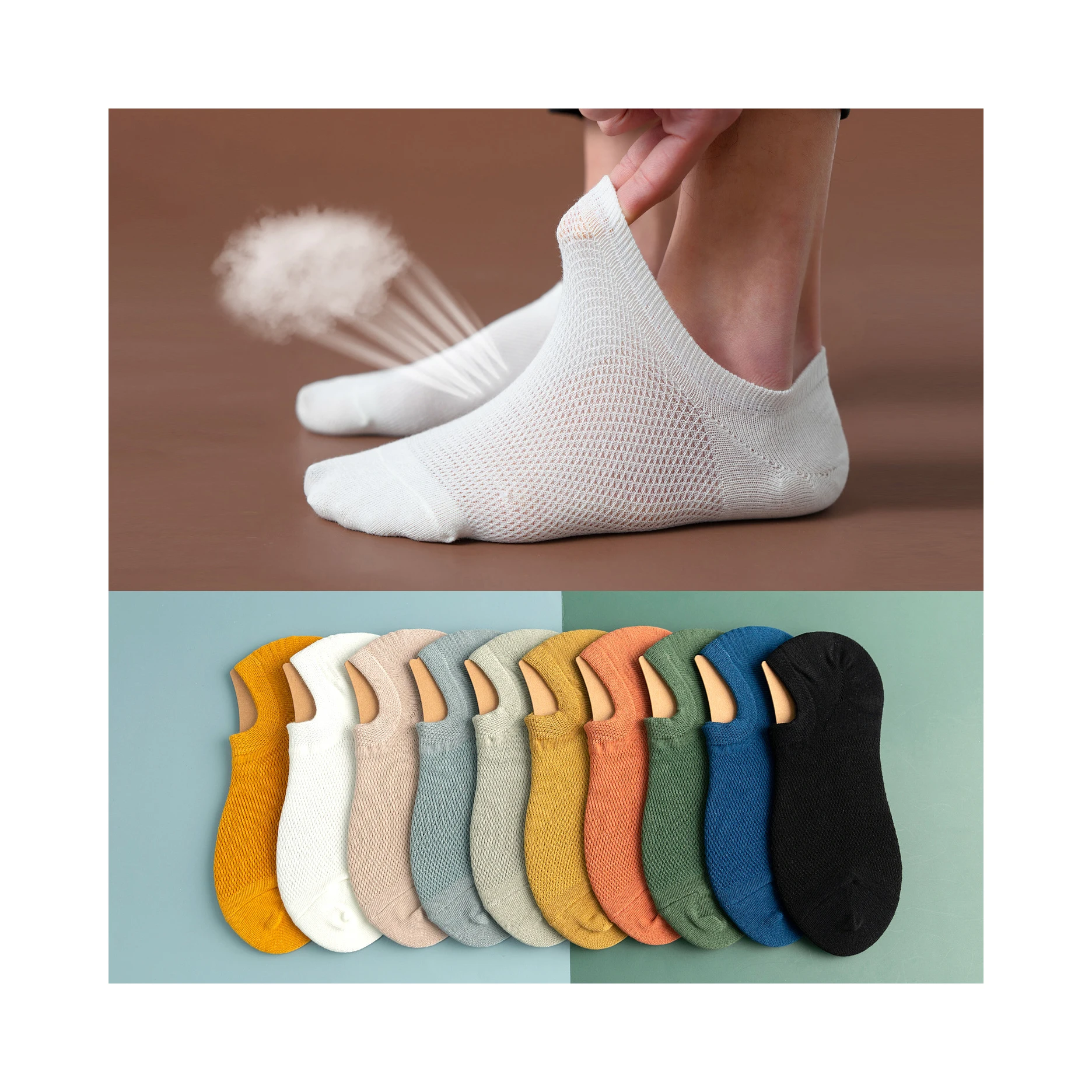 

New design cotton bamboo sock logo socks custom breathable low cut no show women ankle socks, Multi color