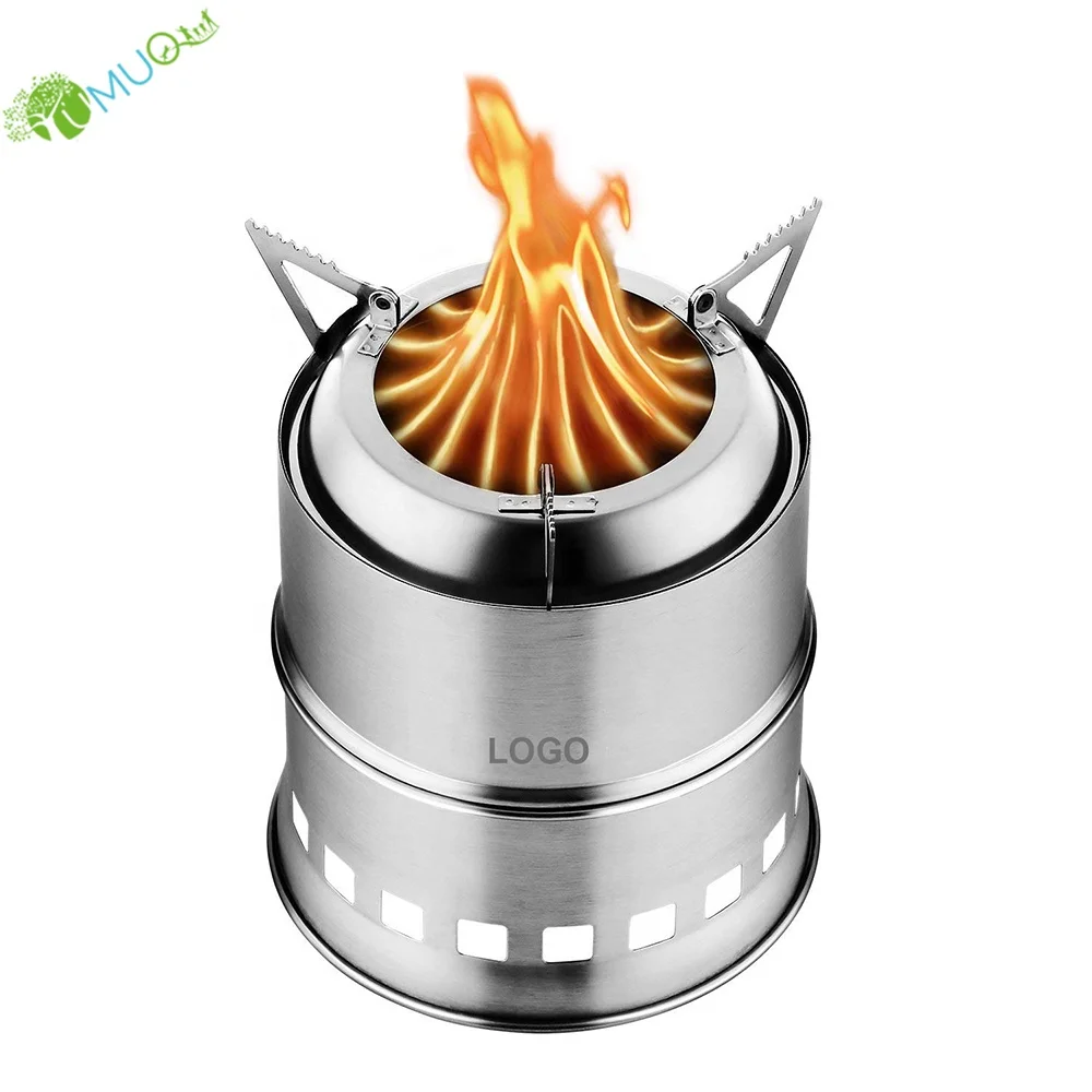 

YumuQ Portable Stainless Steel Outdoor Hiking Traveling Picnic BBQ Backpacking Camping Wood Burning Stove with Nylon Carry Bag, Silver