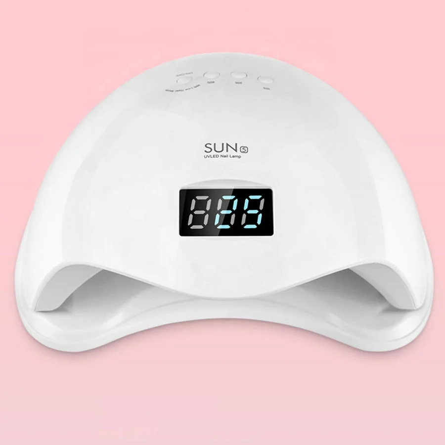 

Aokitec SUN5 48w 24 lights feet hand available wireless desk uv light nails led manicure lamp, Pink/white