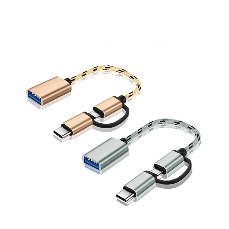 

2 in 1 USB cable mirco A to type C to adapter type B in one head with two functions for Android phone, Customer customization