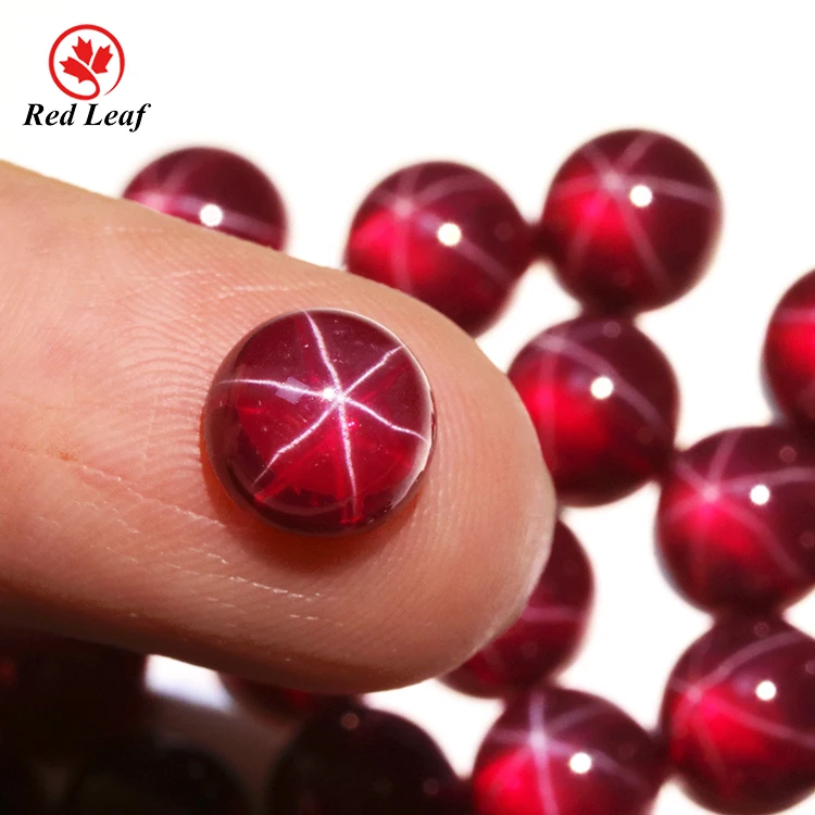 

Redleaf gems wholesale red ruby corundum flat bottom star ruby