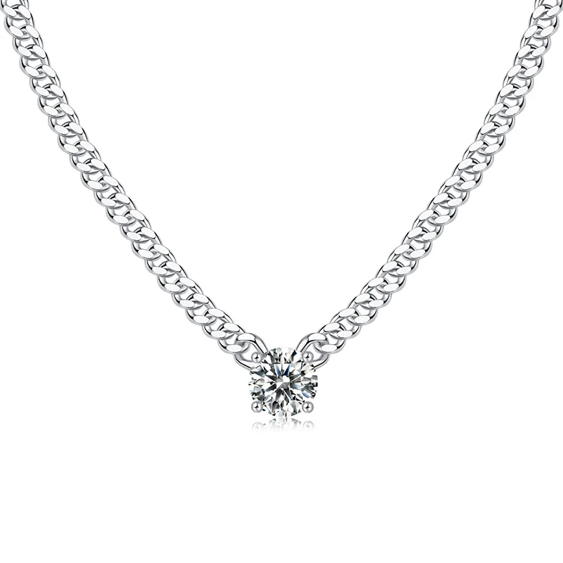 

S925 Sterling Silver Moissanite Plating Necklace Women's Classic Fashion Luxury Cuban Necklace Jewelry Gift