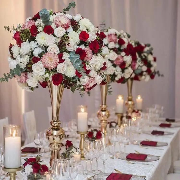 

Wedding Decoration Arrangement Golden Props Table Flower Vase Centerpiece For Wedding Table, Picture