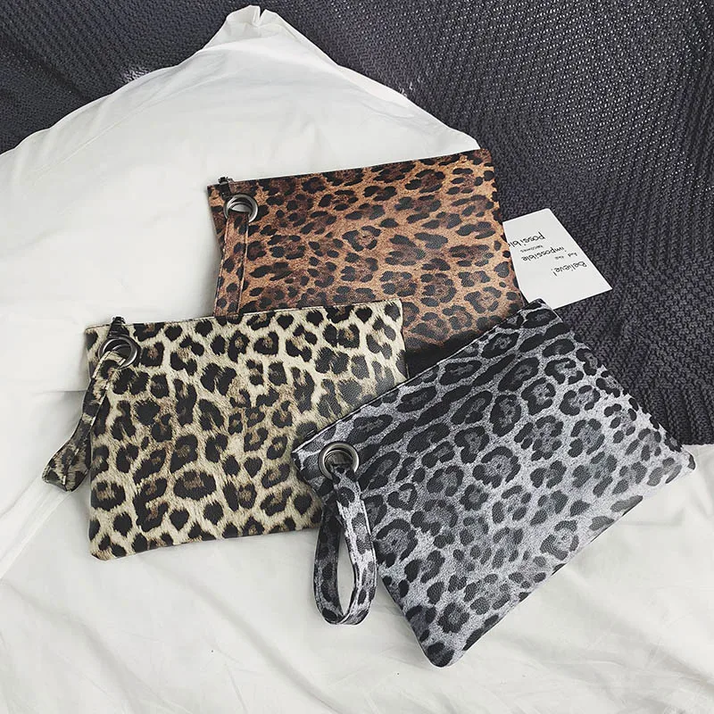 

Wholesale Leopard Wristlet Purse Hand Clutch Wallet Accessories Organize Cosmetic Makeup Bags DOM1111210, Brown, grey, beige