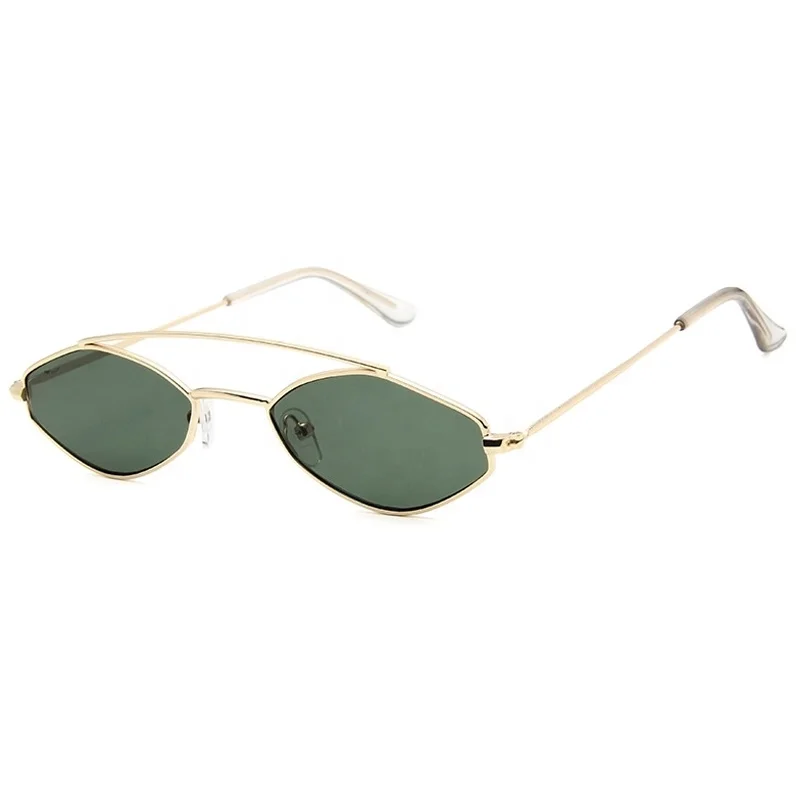 

European American Trend New Sunglasses Female Fashion Polygon Small Frame Male Personality Double Beam Metal Glasses Sunglasses, 10 colors