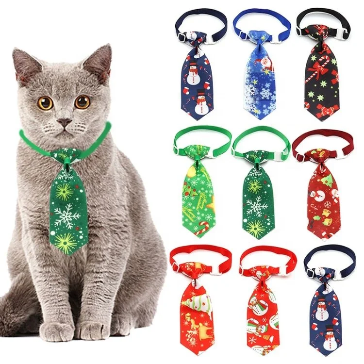 

Wholesale Adjustable Neck Strap Printed Christmas Cat Dog Bow Tie for Pet, Red/bule/green/black