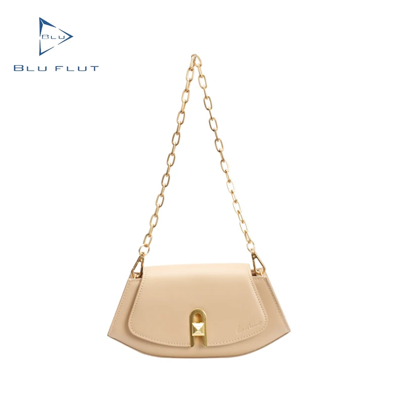 

New arrival Blu Flut genuine cow hide leather women sling bag wholesale designer woman beach bag quick customization, Black,khaki