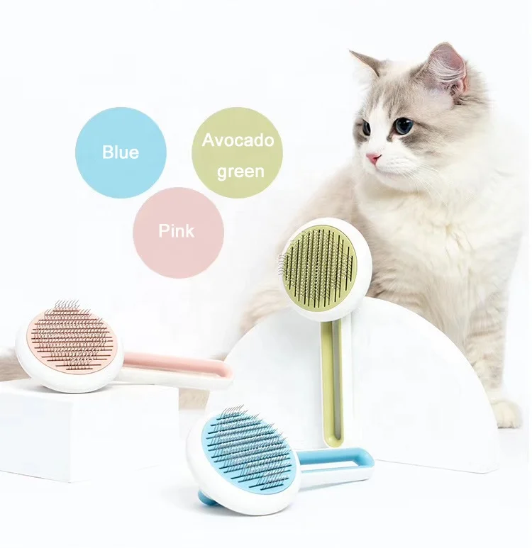 

Professional pet hair removal massage hair removal and pain-free bristle compressible self-cleaning pet brush comb grooming tool, Customized color is accepted