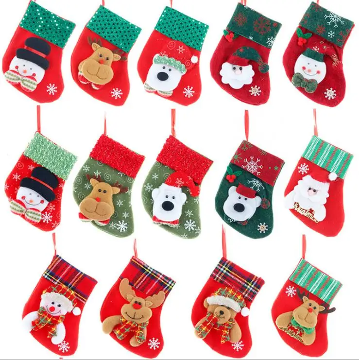 

New Year Christmas Sock Stockings Candy Storage Bag For Kids Christmas Tree Hanging Stockings Decoration Christmas