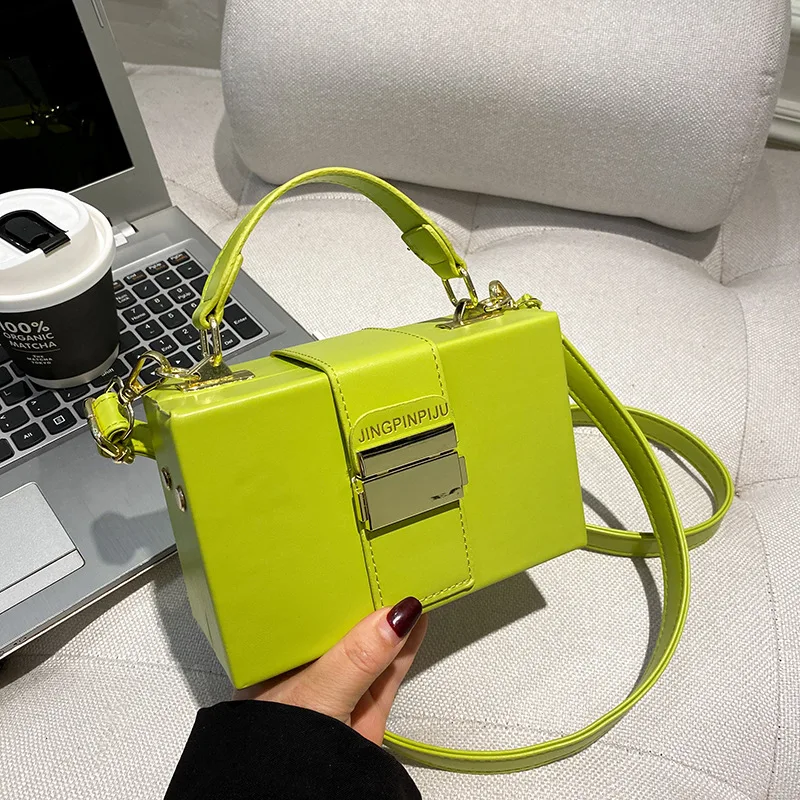 

2022 New women's fashion hand bags spring green luxury brand handbags ladies shoulder messenger box design bags