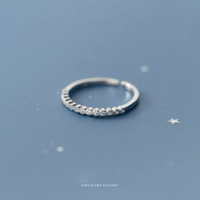 925 Sterling Silver Crystal Wedding Female Adjustable Rings for Women Simple Geometric Ring Silver 925 Jewelry