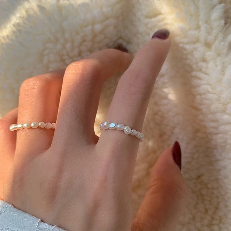 

Wholesale Continuous Circle Ring Beads Minimalist Natural Freshwater Pearl Ring, Picture