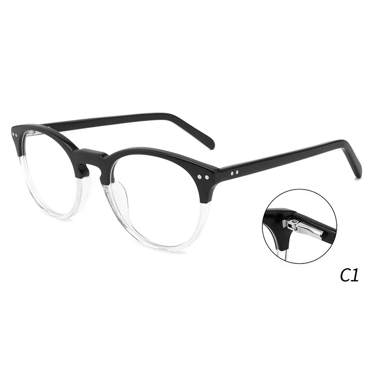 

Double Color Acetate Optical Frame Round Blue Blocking Eyeglasses