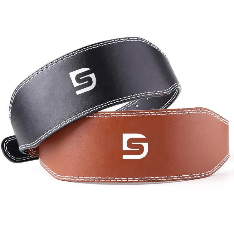 

Custom Logo Leather Arrow Belt Weight Lifting Leather Gym Training Support Fitness Exercise Bodybuilding Belt, Black/brown