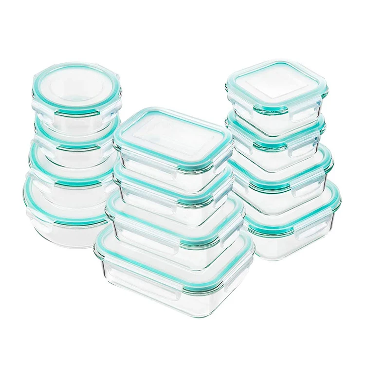 

12pack Meal Prep Airtight Glass Bento Boxes microwavable safe glass containers food with Lids, Colored