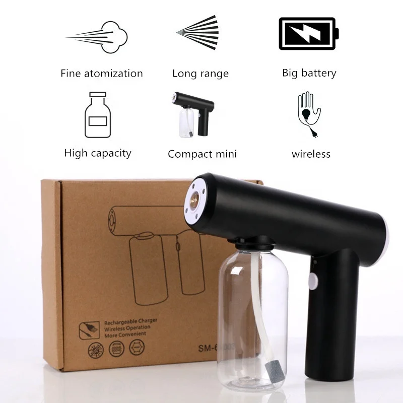 

New Arrival Handheld wireless charging blue light nano disinfection sanitizing disinfect nano spray gun machine atomizing