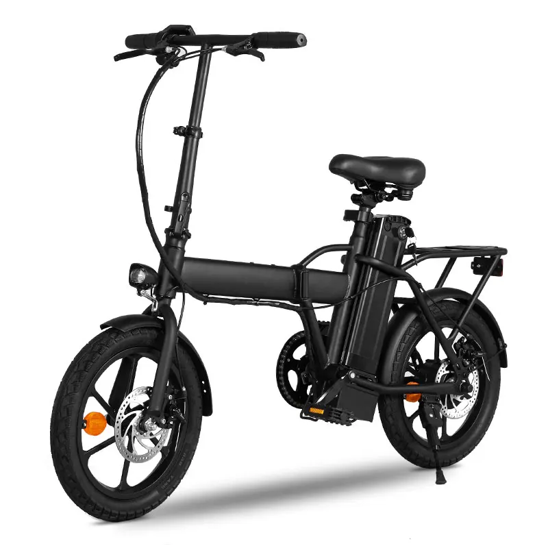 

Eu Warehouse Poland Germany 16Inch Double Two Seats City Electric Bike Lithium Battery Electric Bicycle, Black