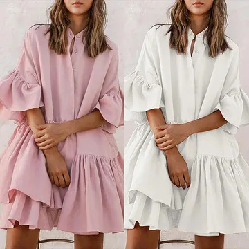 

QJX high-end shirt solid color plus size sexi dress for women clothing