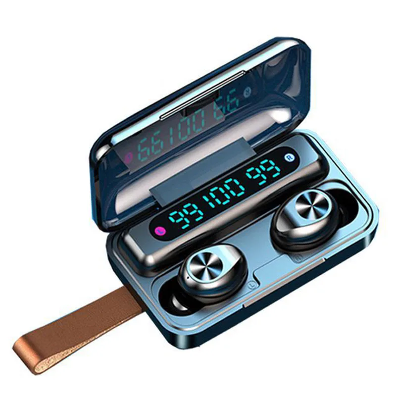 

Factory price F9 - waterproof Touch control wireless earphones earbuds with 2000mah power bank