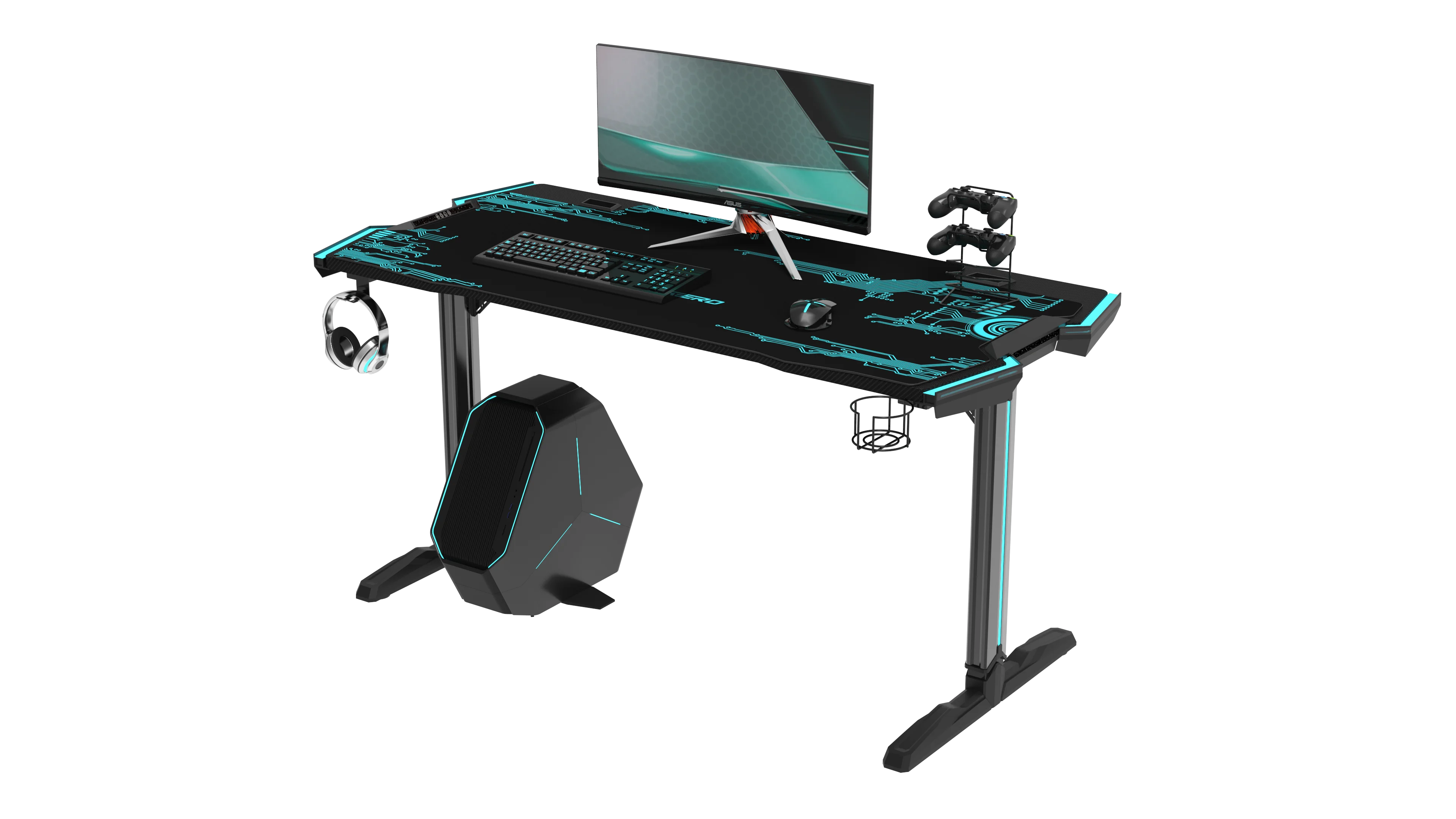 
Galaxy-I MDF Carbon fiber texture Professional large PC computer Table RGB led lights gaming Desk 