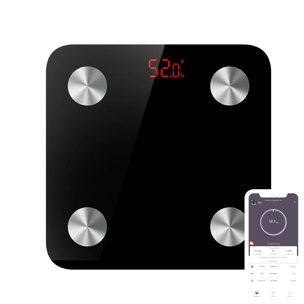 

Fat Measurement 180kg High Quality Smart Body Fat Scale Digital App Accurate Weighing Scale, Black