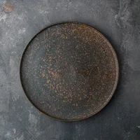 

Round Shape Matte Black Ceramic Charger Plate Porcelain Dinnerware Plates For Hotel