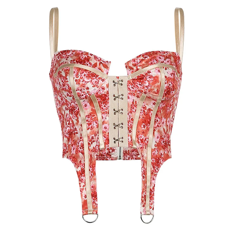 

Autumn and Winter Women's Sexy Retro Pattern Stitching Breastcoat Waist Strap