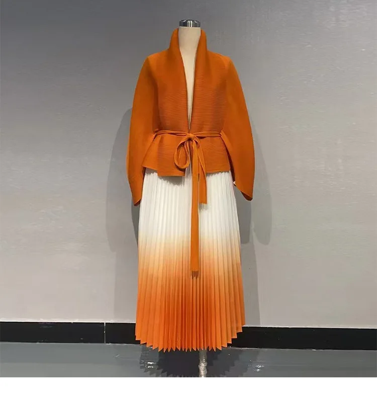 Latest Design Fall African Outfits for Lady Long Sleeve Coat and Midi Skirt 2 Piece Set for Women