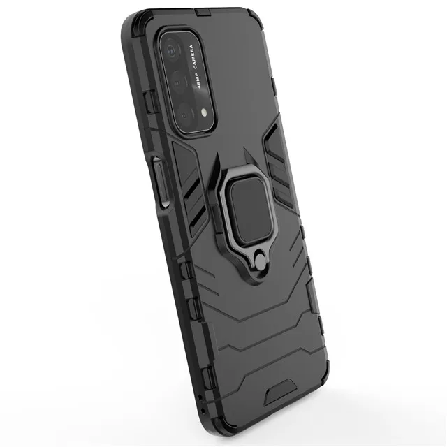 

Shockproof Armor Phone Case for For Oppo Find X3 Lite Pro A73 5G A94 Realme C11 C15 Ring Stand 2 in 1 Back Cover, As photos