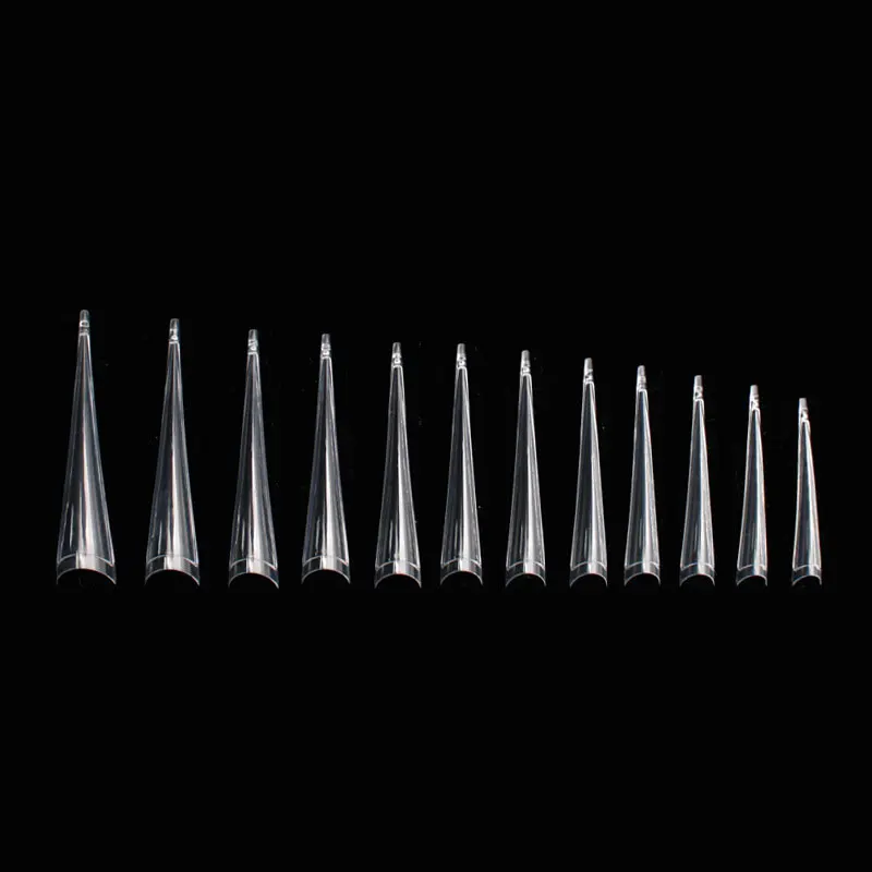 

Newest 120pcs clear XXXL nail tips bulk gel tips nails c curve xl long stiletto pointed nail tips