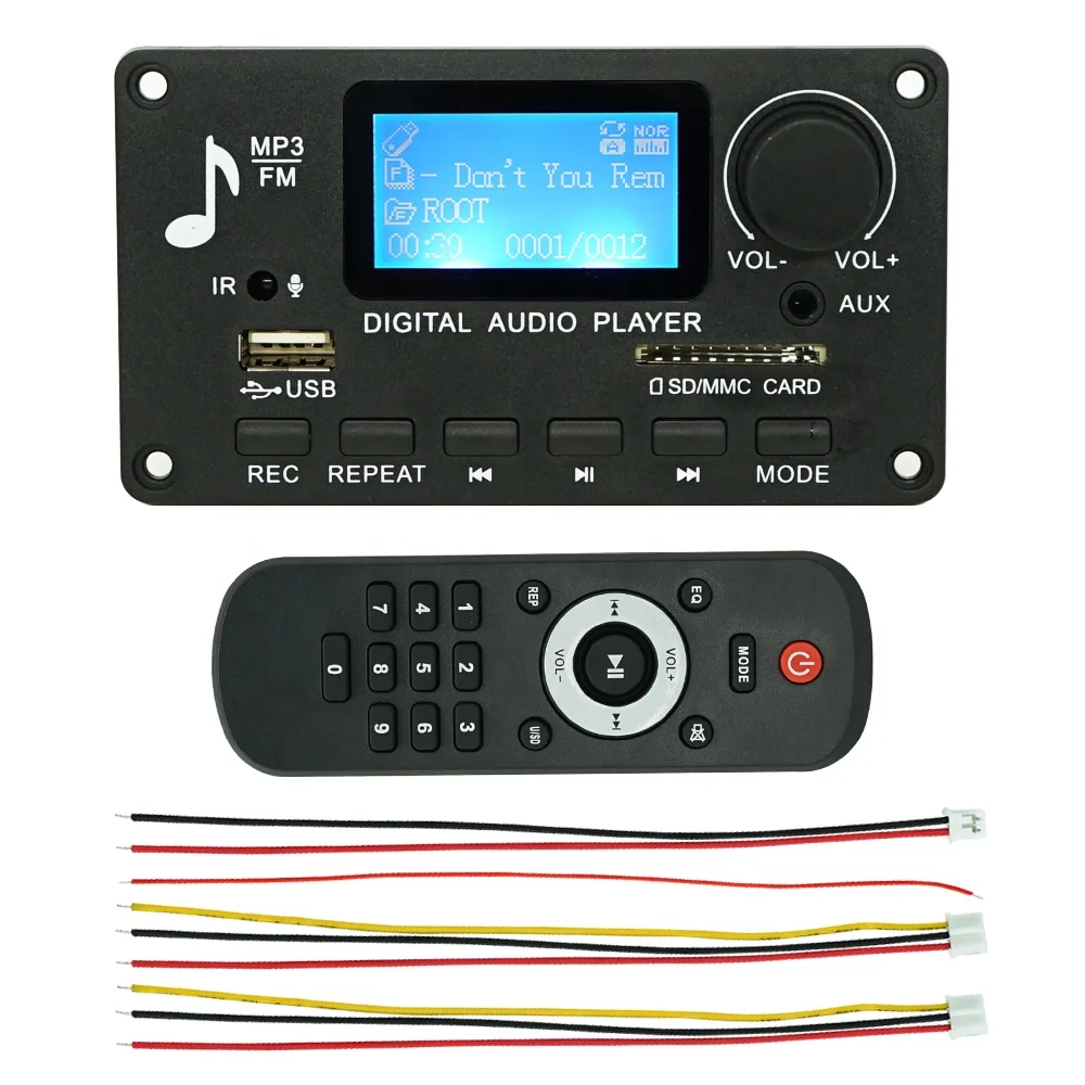 

LCD Screen Display Card PCB Board FM Radio USB Kit APE BT Wireless Audio Speaker MP3 Player Module With Volume Knob