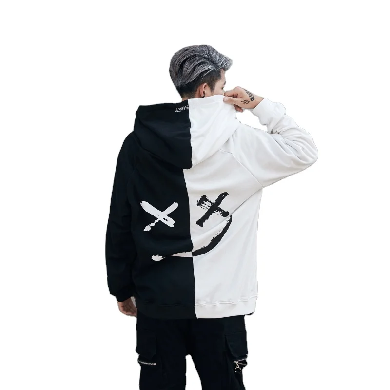 

Men Hoodies Sweatshirts Smile Print Headwear Hoodie Hip Hop Streetwear Clothing, Customized colors