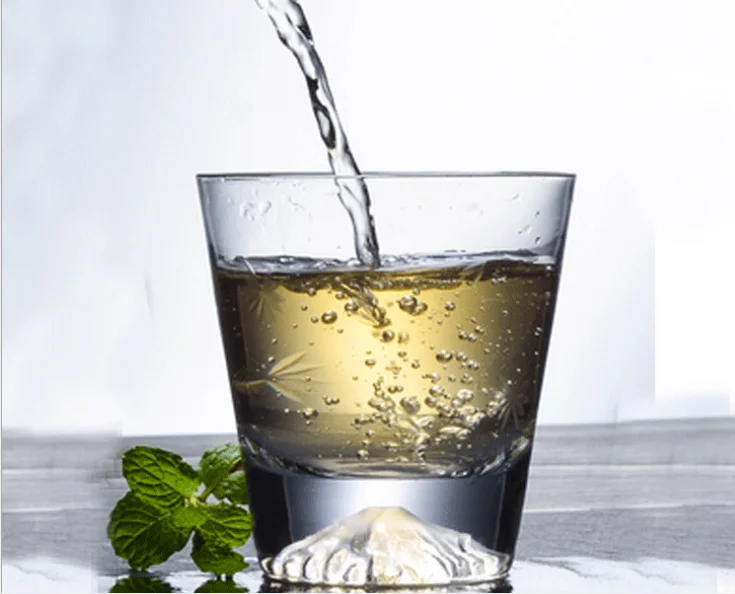 

Wholesale custom logo Japan Mount Fuji glass cup for whisky glass tumbler 300ml 450ml