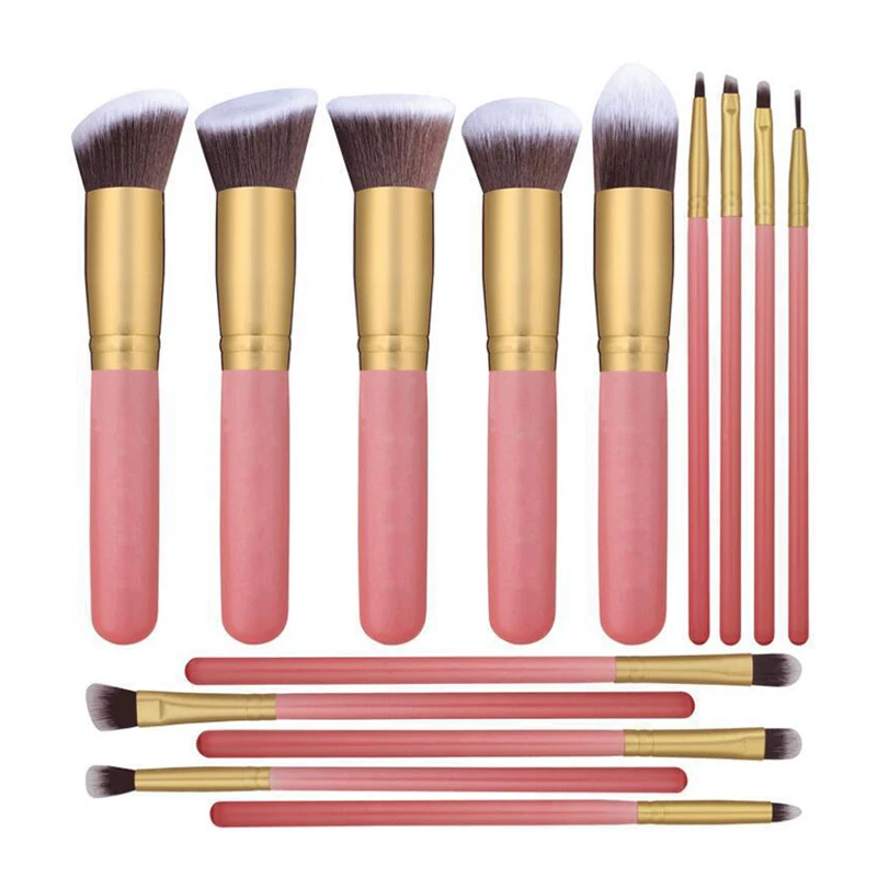 
14pcs black and gold Kabuki Synthetic hair Cosmetics Makeup brush Set 