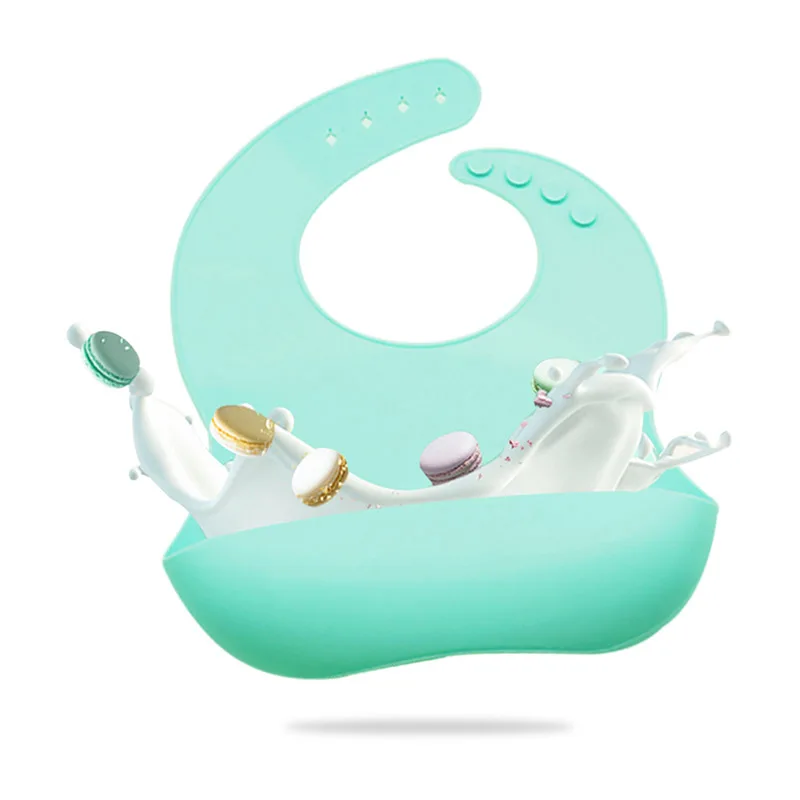 High Quality Wholesale Infant Easily Clean Silicone Foldable Waterproof Silicone Baby Bibs