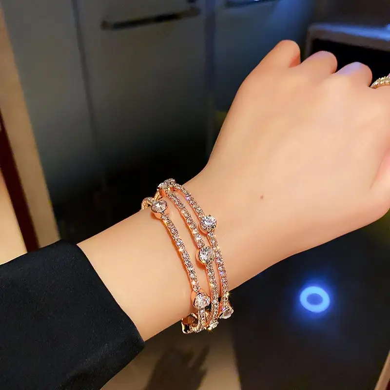 

Rose Gold Rosary Plated Rope Chain Flower Cz Charm Bracelet